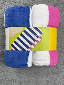 Sun Squad 2 Pack Beach Towels Quick Dry Travel Size Striped Pool Swim Blanket - Picture 1 of 4