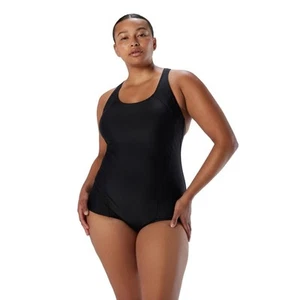 Speedo Race Endurance+ Black One-Piece Swimsuit Axcel Cross-Back Design NWT 8 - Picture 1 of 7