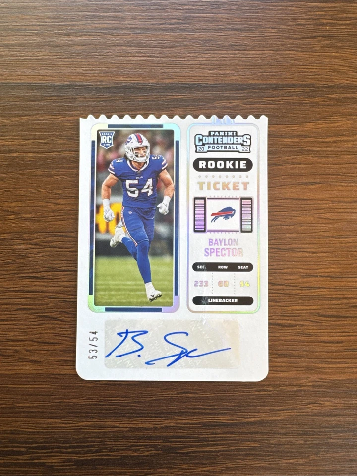 2022 Contenders - BAYLON SPECTOR - Rookie Ticket Stub /54 - RC Auto - Bills - Image 1 of 2