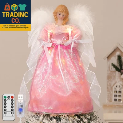 Christmas Tree Topper Angel, 12'' Light up Angel Tree Topper with Wings and Cand - Image 1 of 4