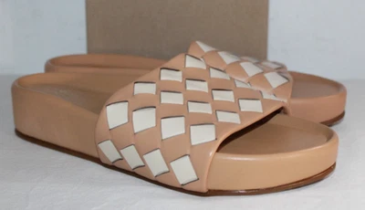 NWB Beek Pelican Woven Tan Check Houndstooth Mini Wedge Platform Sandals 9 - Image 1 of 4