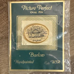 Barlow The Greenbrier Springhouse Picture Perfect Oval Pin Handpainted USA NEW - Picture 1 of 7