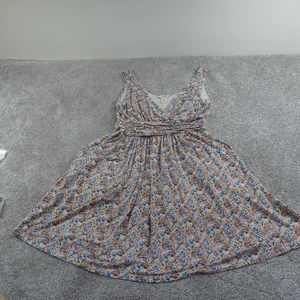 Sundance Kleid Damen groß blau gelb ärmellos Blumen A-Linie Boho Stretch - Bild 1 von 13