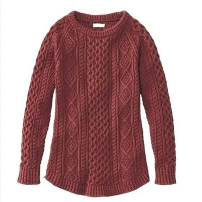 L.L. Suéter túnica de pescador de algodón Bean Signature rojo borgoña costero talla mediana Foto 1 de 4