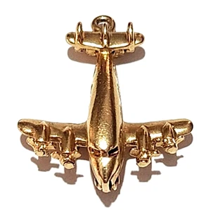 14K Gelbgold Flugzeug Anhänger mit beweglichen Rädern Requisiten Charm 5,4 Gramm - Bild 1 von 14