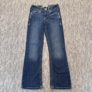 Ariat Real Jeans Girls Size 8 Blue Denim Bootcut Medium Wash Cowgirl Western - Picture 1 of 9