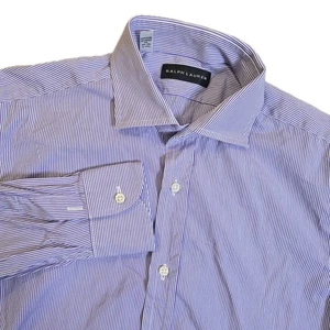 Ralph Lauren Black Label Italy Herren 15 Lila Weiß Gestreift Langarm Knopf - Bild 1 von 13
