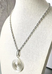 NEU Handwerker Silberdraht Spirale auf 20" Silber geflochten verstellbar Kabel Kette Halskette - Bild 1 von 6