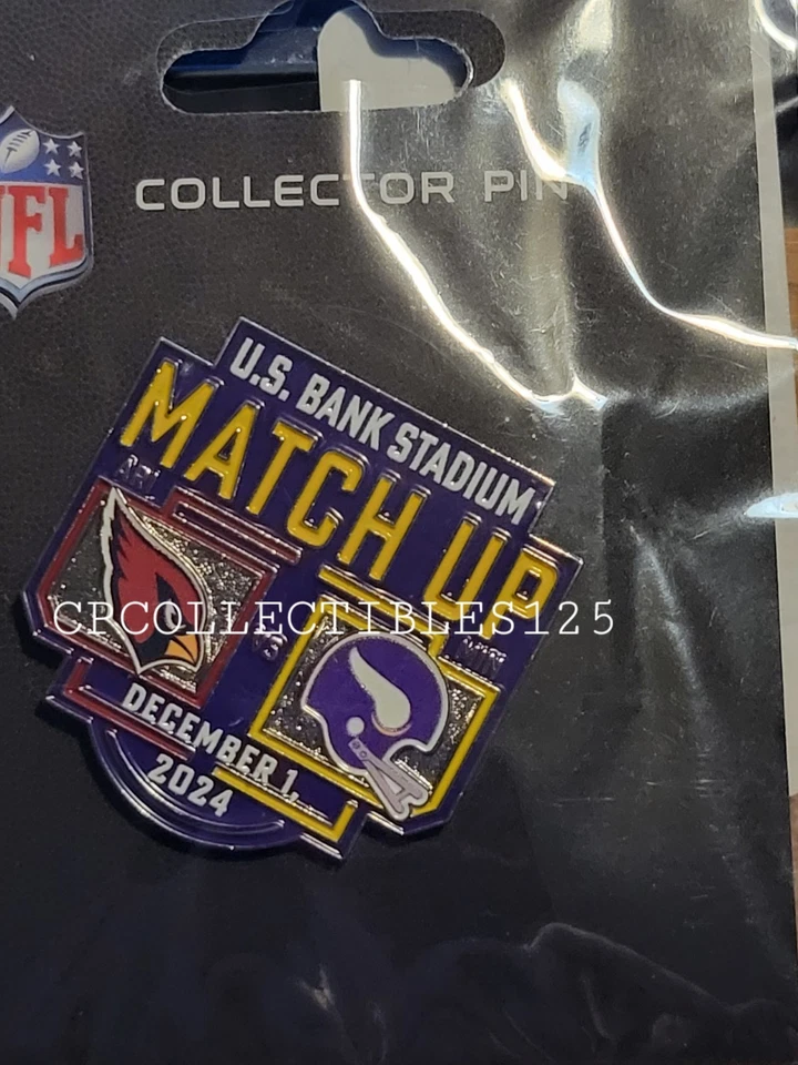 Arizona Cardinals VS Minnesota Vikings Game Day Pin 12/1/24 US Bank Stadium NEW - Image 1 of 1
