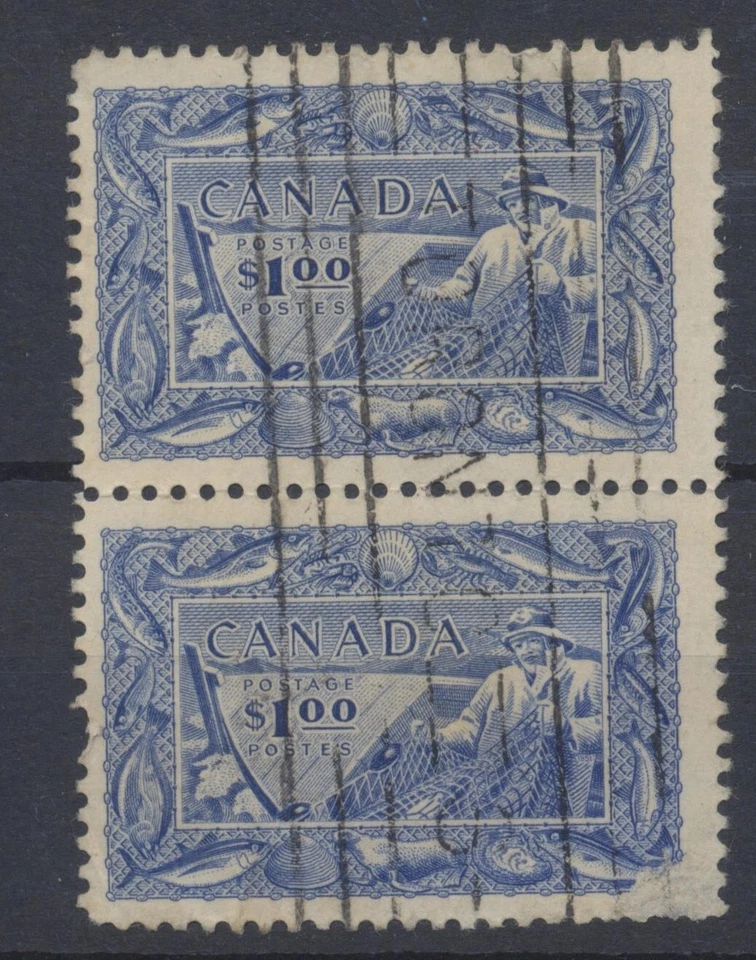 Canada Stamps: 1951: 1$ Fisherman Pair, SG433, Used CV £16 - Image 1 of 1