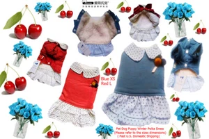 Ambaby Cute Warm Dog Girly XS /L Dress Puppy Coat Jacket Pet Clothes Sweater Cat - Picture 1 of 8