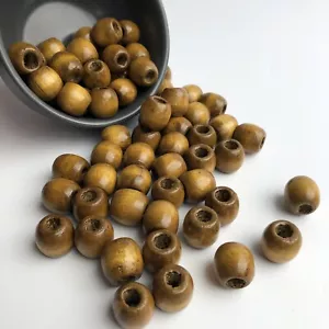 25X Honey Brown Wooden Drum Beads 6mm Hole Macrame Craft Dreadlock Wood Bead - Picture 1 of 4