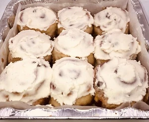 Sugar-Free, Keto, Gluten Free, And Low Carb Vanilla Icing Topped Cinnamon Rolls - Picture 1 of 12