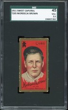 1911 T205 Gold Border Baseball Mordecai Brown SGC 3.5