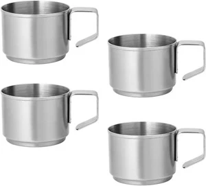 4Pcs Espresso Cups 4 oz Expresso Shots Cups 18/8 Stainless Steel Coffee Cups ... - Picture 1 of 3