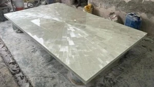 Selenite Table Top, Selenite Dining Table, Sunburst Table Top, Home Decor - Picture 1 of 9