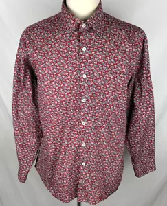 ALAN FLUSSER Herren Gr. XL Rot Blau Weiß PAISLEY Langarm Button Down Hemd - Bild 1 von 7