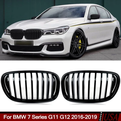 Parachoques delantero derecho derecho derecho parrilla riñón negro brillante para BMW G11 G12 740i 750i 2016-2019 Foto 1 de 4