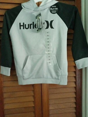 Sudadera con Capucha Solar Hurley Boys H20-Dri Terry Francés Color Gris/Negro Talla 4/5 Nueva con Etiquetas Foto 1 de 4