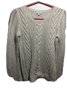 Gap women’s cable knit sweater Crewneck Longsleeve cream Size M - Picture 1 of 6