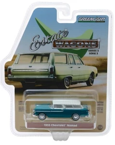 1:64 GreenLight *ESTATE WAGONS 3* TURQUOISE & IVORY 1955 Chevrolet Nomad *NIP* - Picture 1 of 1