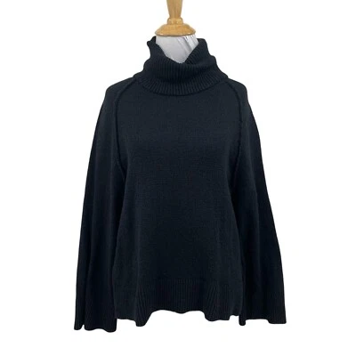 Lilla P Sweater Women S Small Black Turtleneck Raglan Long Sleeve Cashmere Blend - Image 1 of 4