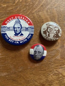 FRANKLIN D. ROOSEVELT Okay America 2 1/4" political campaign button reproduction - Picture 1 of 6