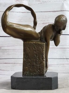 Nude Bronze Metal Mermaid Figure Statue Sculpture Original Art on Marble Base - Picture 1 of 10