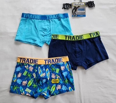 Tradie Boys Tradie Tough Summer Daze Fitted Trunk Brief 3 Pack Size 12/14 New - image 1 of 4