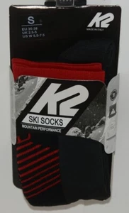 K2 13690 Mountain Performance Ski Socks Black Red Size Small 1 Pair - Picture 1 of 7
