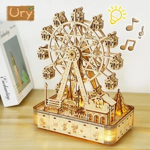 3D Holz Puzzle Riesenrad mit Musik DIY Bausatz aus Holz Deko Modell Geschenk - Bild 1 von 6