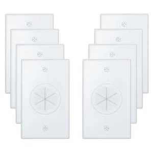 Cable Pass Through Wall Plate 8-Pack with Round Silicone Passthrough Cabl Hider - Picture 1 of 9