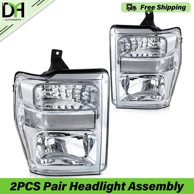 Chrome Headlight Assy 2pcs/Pair For 2008-2010 Ford F-250 F-350 F-450 Super Duty - Image 1 of 4