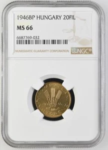 Hungary 20 Filler 1946BP NGC MS 66 - Picture 1 of 2