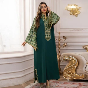 Maxi abito lungo donna musulmano marocchino Abaya sera caftano abiti larghi elegante - Foto 1 di 23