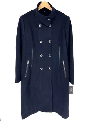 GUESS Funnel Neck Peacoat Womens Size XL Trench Coat Navy Double Breasted Long - Image 1 of 4