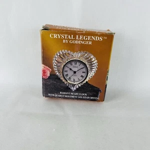 Crystal Legends by Godinger Heart Shaped 24% Lead Crystal Paperweight Clock - Picture 1 of 10