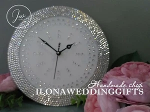 Swarovski Crystals Unique Wall Clock Minimalist Elegant Mothers Fathers Day Gift - Picture 1 of 13