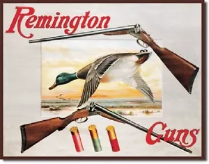 Remington Schrotflinte Ente BLECHSCHILD Metall Pistole Poster Hütte Deko Wildtiere Jagd 1002 - Bild 1 von 5