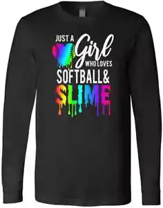 Just A Girl Who Loves Softball And Slime T-Shirt - Picture 1 of 3