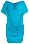 Womens Ruched Gathered V Neck Ladies Plain Stretchy Long Cap Sleeve Band Tee Top