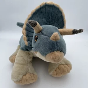 Triceratops 12" Wild Republic Gray Beige Brown Eyes Plush Stuffed Animal - Picture 1 of 6