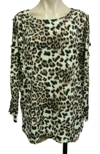 BNWT Womens Sz XL 16 Crossroads Band Hem Long Sleeve Animal Print Top RRP $60 - Picture 1 of 4