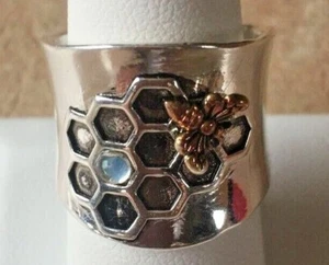 Bee Ring, Silver Bee Ring, Silver Band Ring, Honey Bee Ring, Bumble Bee Ring - Picture 1 of 6