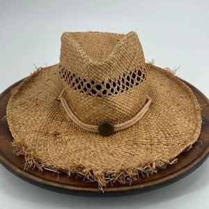 DPC Dorfman Pacific Hat One Size Unisex Raffia Beach Western Chin Strap Rope Sun - Picture 1 of 8