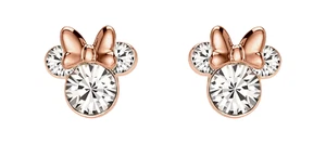 Disney Minnie Mouse Girls Rose Gold Plated Crystal Cubic Zirconia Stud Earrings - Picture 1 of 4