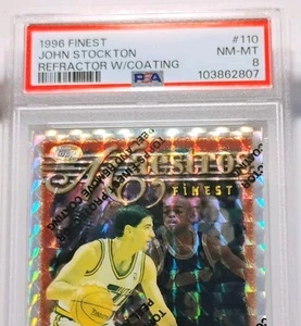 John Stockton Maestros Uncommon Refractor (PSA 8) - 1996-97 Topps Finest - Picture 1 of 3
