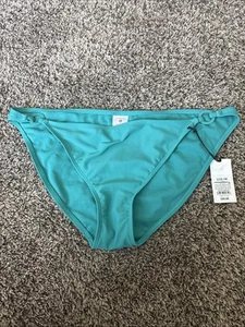 Women's Ring Detail Bikini Bottom, Shade & Shore, Teal, Sz L, Low Rise, High Leg - Picture 1 of 6