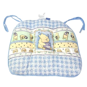 Ancien coussin de siège pot de miel Winnie l'ourson chaise de crèche cravate oreiller bleu 17"x15" - Photo 1/24