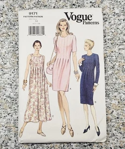 Vtg 90s Easy Vogue 9171 Sewing Pattern DRESS w/Front & Back Tucks Size 14 CUT - Picture 1 of 12